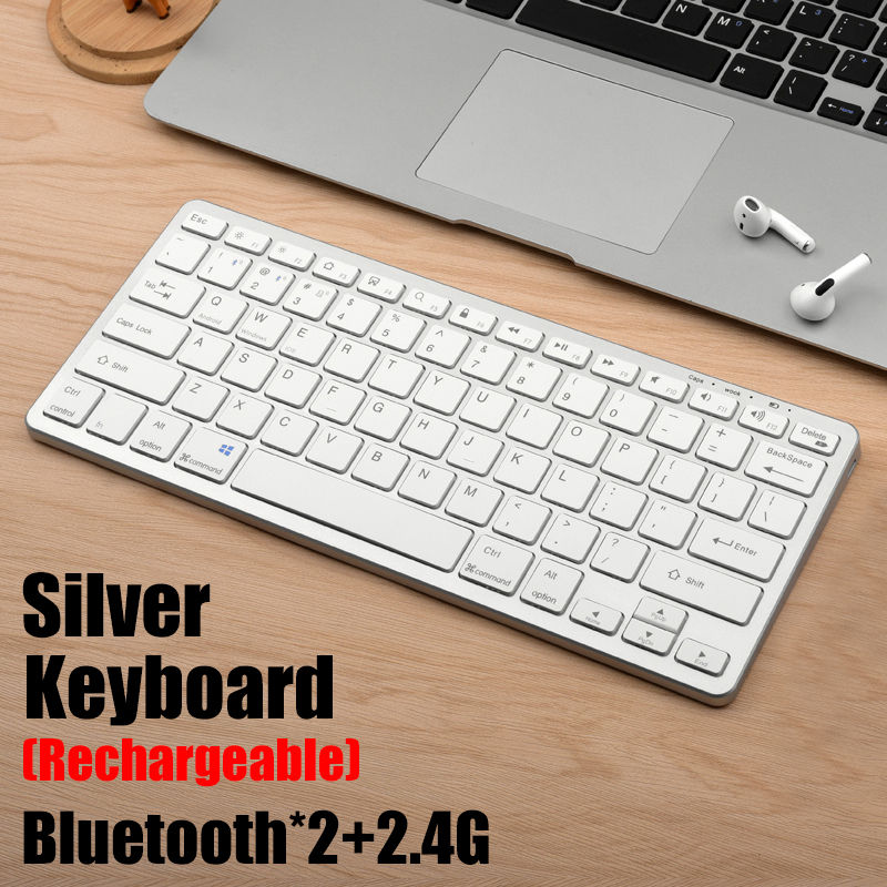 Miniatura: Kit Teclado e Mouse Sem Fio Bluetooth 5.0 e 2.4G, Compatível com PC, TV, Tablet