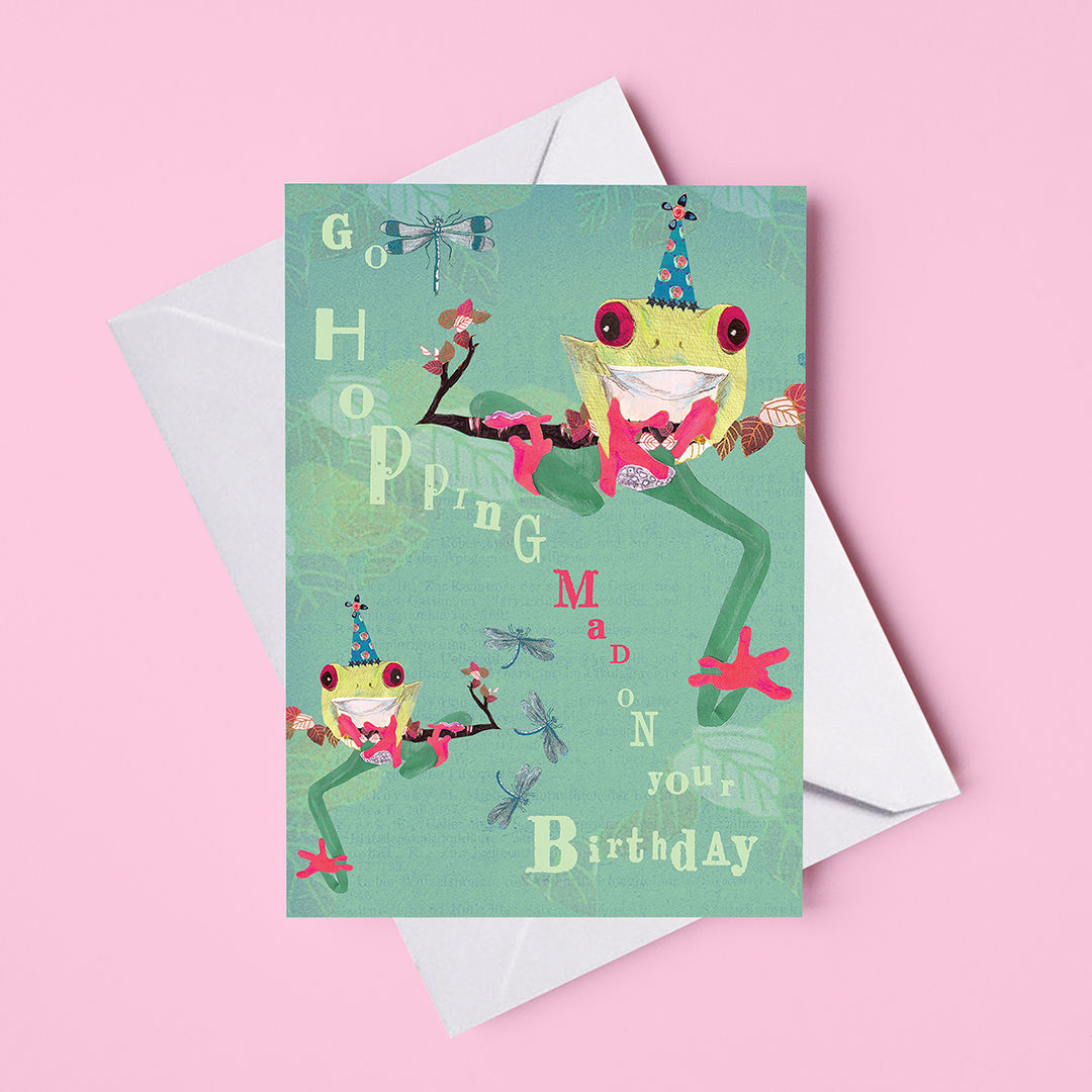 SECONDS: Frogs Go Hopping Mad on your Birthday Greeting Card