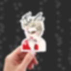 A colourful, Kylie Minogue Vinyl Sticker. The pop princess is dressed in red with flamboyant festival makeup.