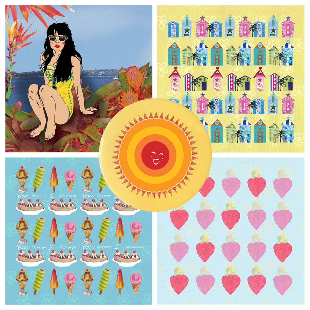 A gift set of Summer Assorted Postcards and End of Line Soleil Pocket Mirror.