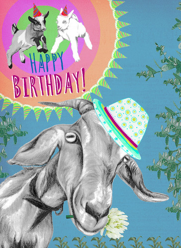HAPPY BIRTHDAY GOAT GREETING CARD