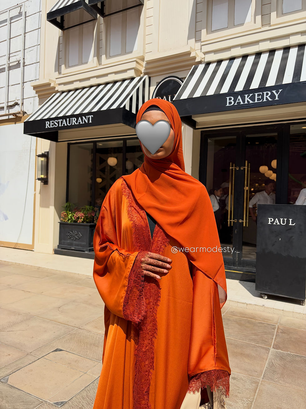 Rust orange lace abaya
