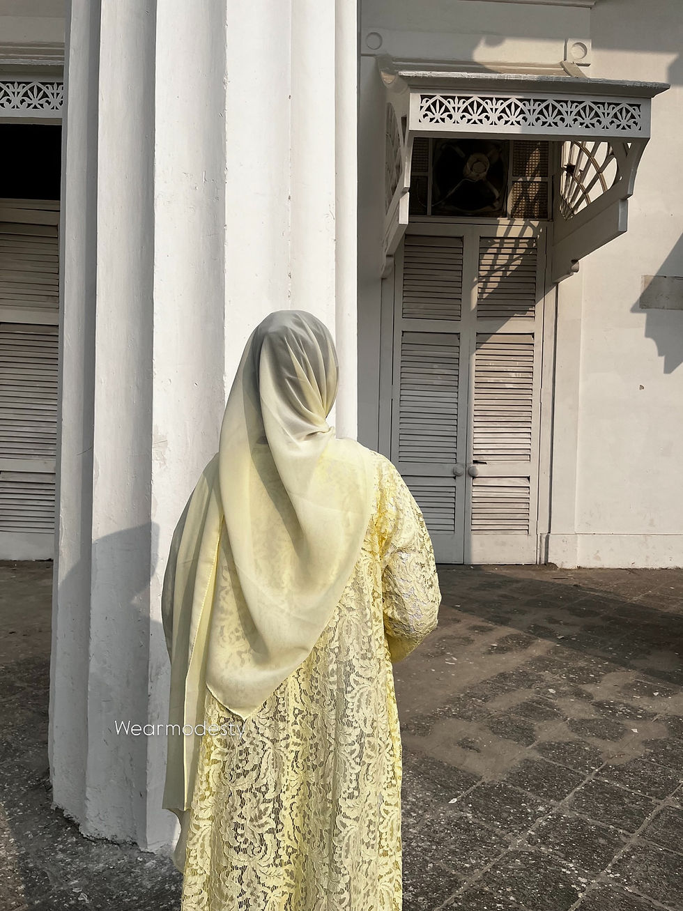 Thumbnail: Butter yellow lace abaya