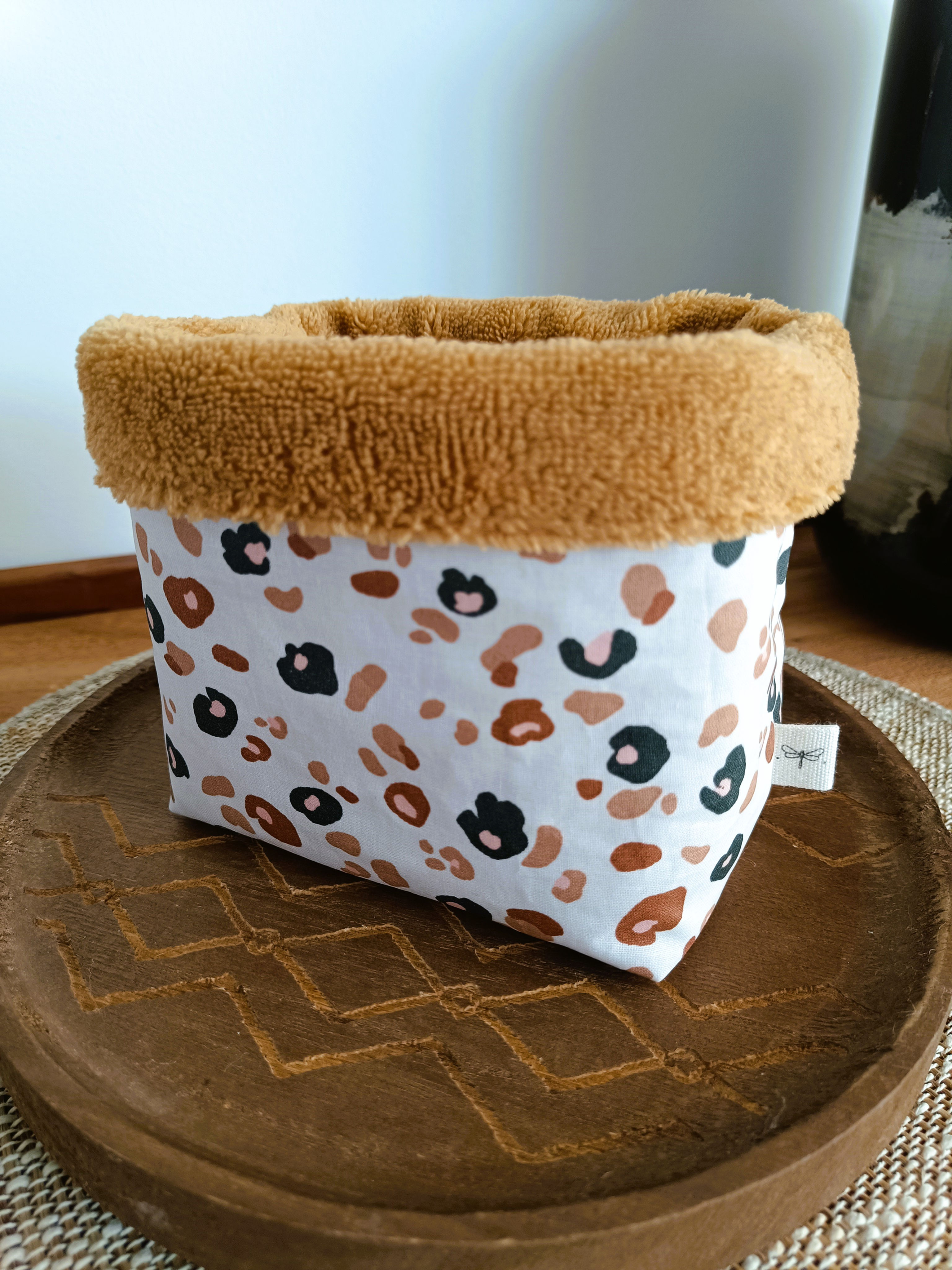 Panière accessoires beauté Léopard Rosé - imperméable, douce et réversible