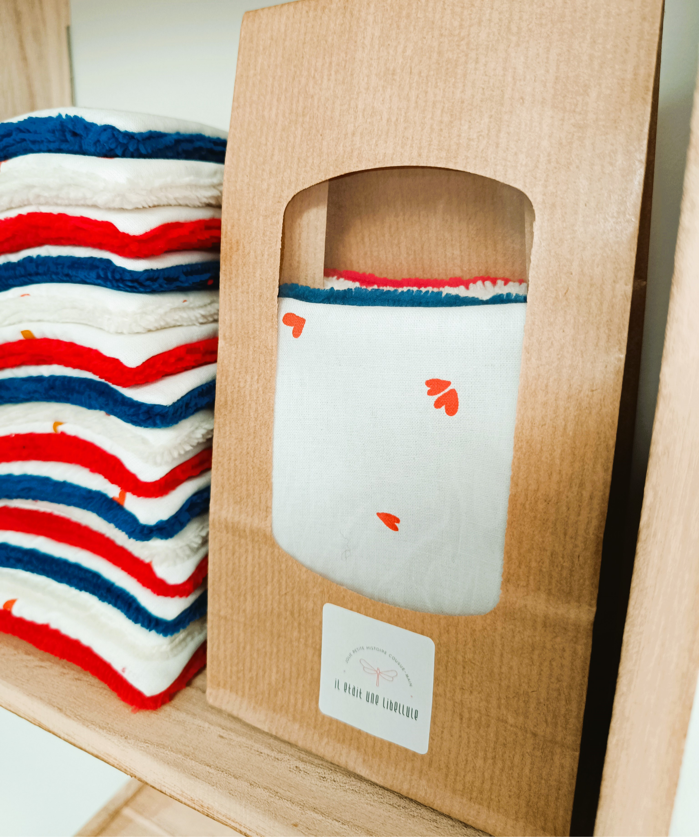 Trio de lingettes réutilisables et réversibles - "L'amour à la française"