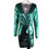 Thumbnail: Deep V-Neck Elegant Green Mini Dress
