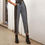 Thumbnail: Boyfriend Slim-Fit Stitching Denim Jeans