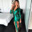 Thumbnail: Deep V-Neck Elegant Green Mini Dress