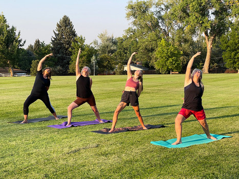 Teaching yoga at the park