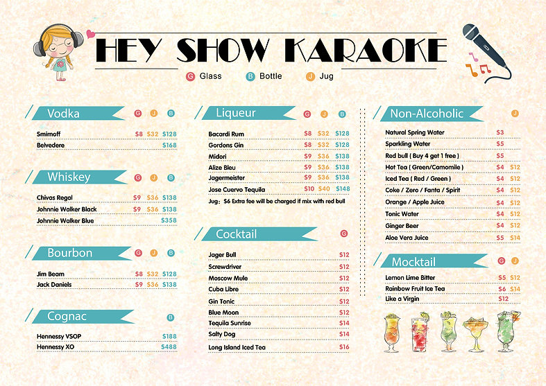 Menu hey show karaoke