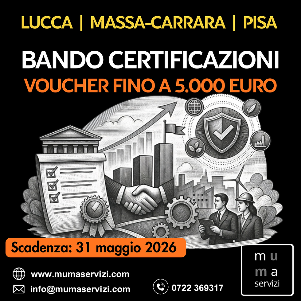 Bando Certificazioni aziendali 2026: voucher fino a 5.000 € in Toscana Nord Ovest