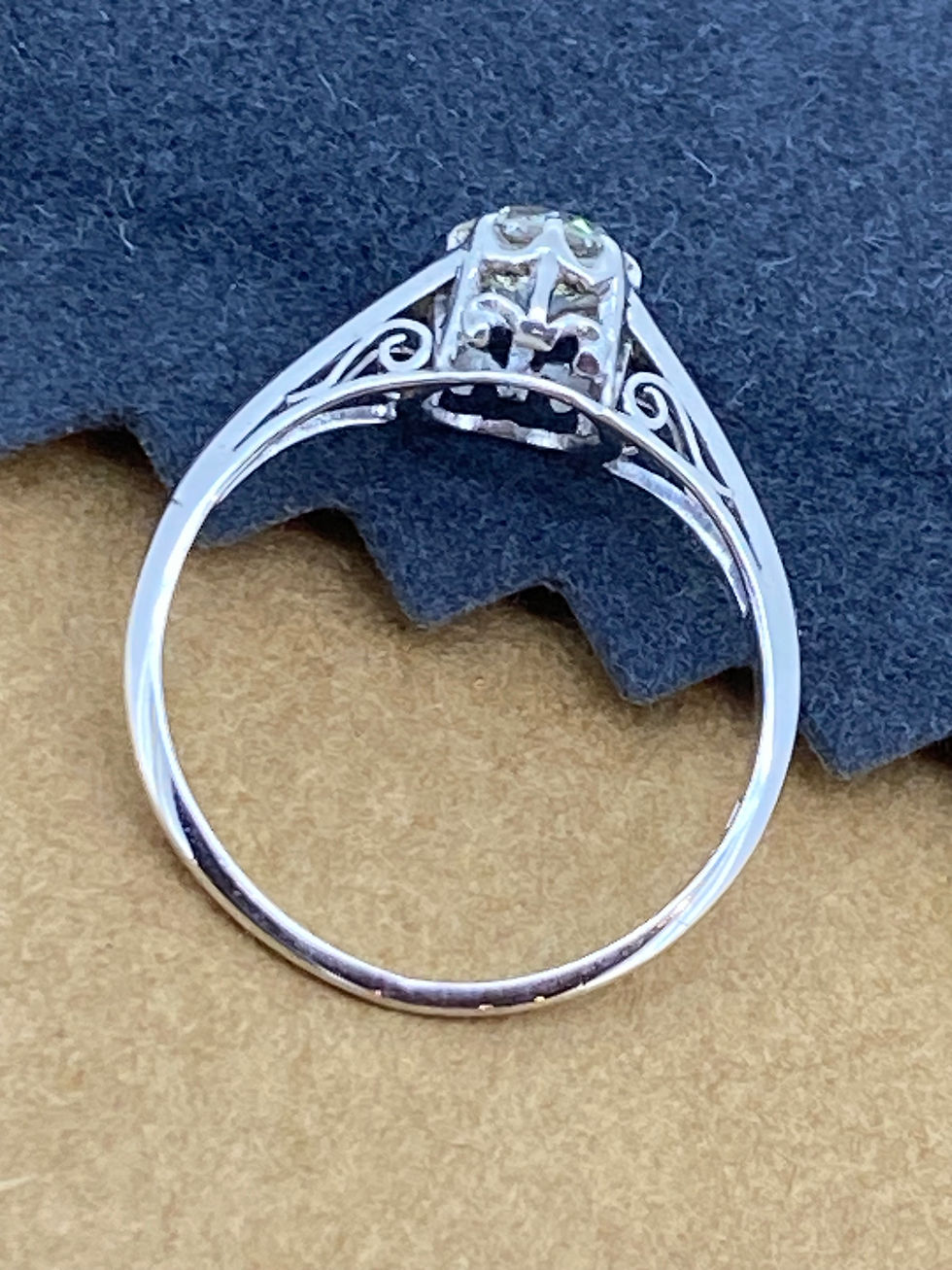 Thumbnail: An Art-Deco 0.40ct Old European Cut Diamond Solitaire 18K Gold/Platinum Ring