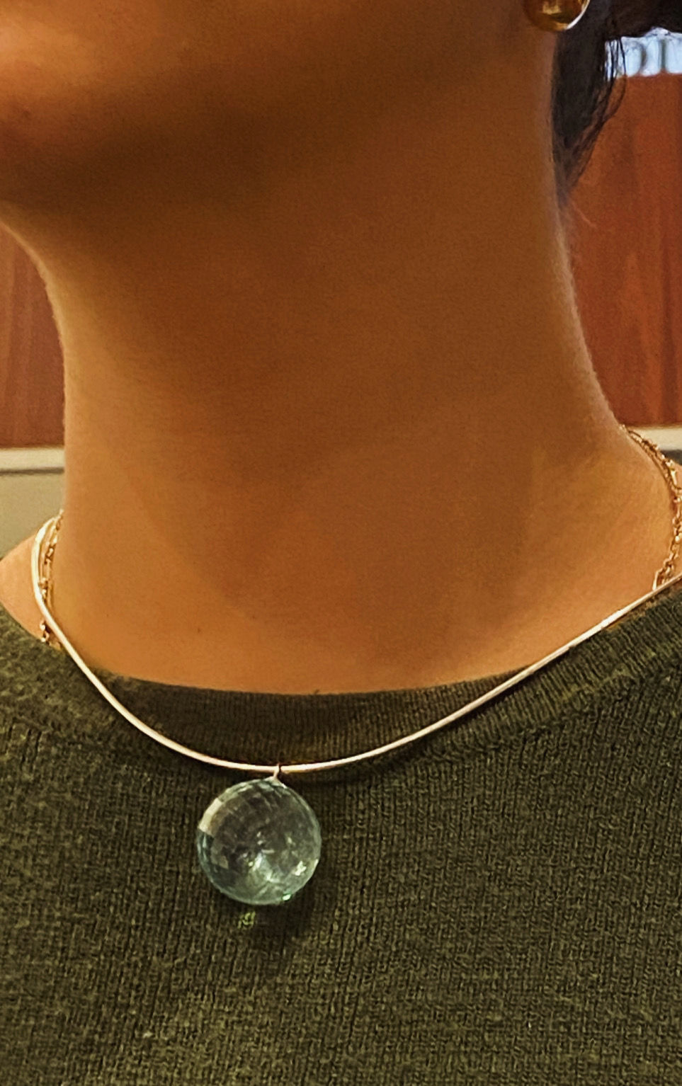 Thumbnail: 72.00ct Faceted Aquamarine & Diamond Pendant by P. Costagli on Paspaley Necklace