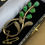 Thumbnail: Art-Deco c1940’s 10K Yellow Gold & Apple Green Pear Jadeite Foliate Spray Brooch