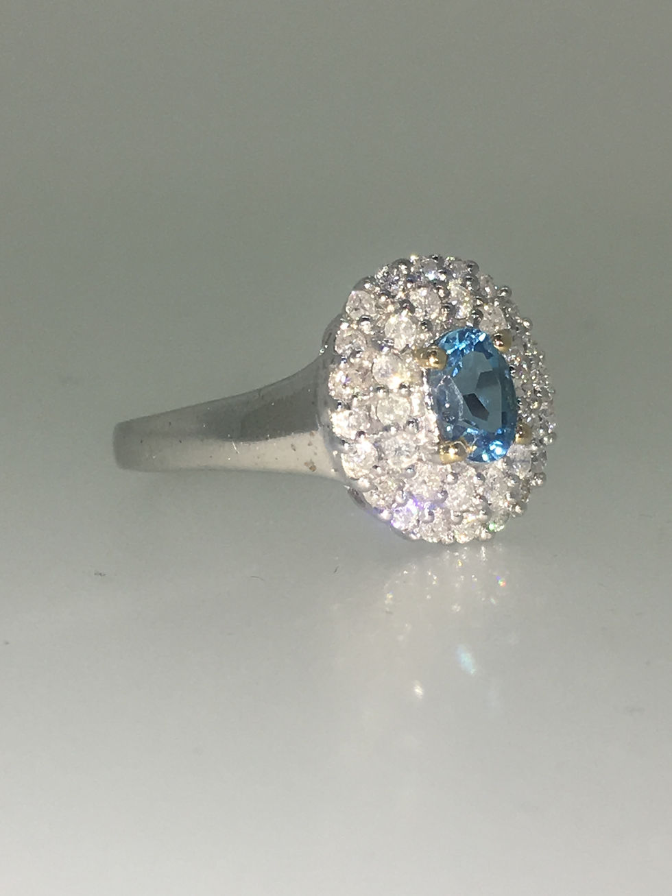 Thumbnail: Cluster Ring set with 0.60ct Oval Blue Tourmaline