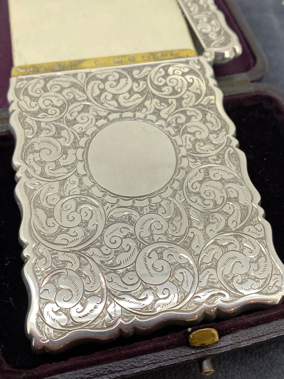 Thumbnail: Victorian c1896 Sterling Silver Finely Engraved Card Case by George Unite.