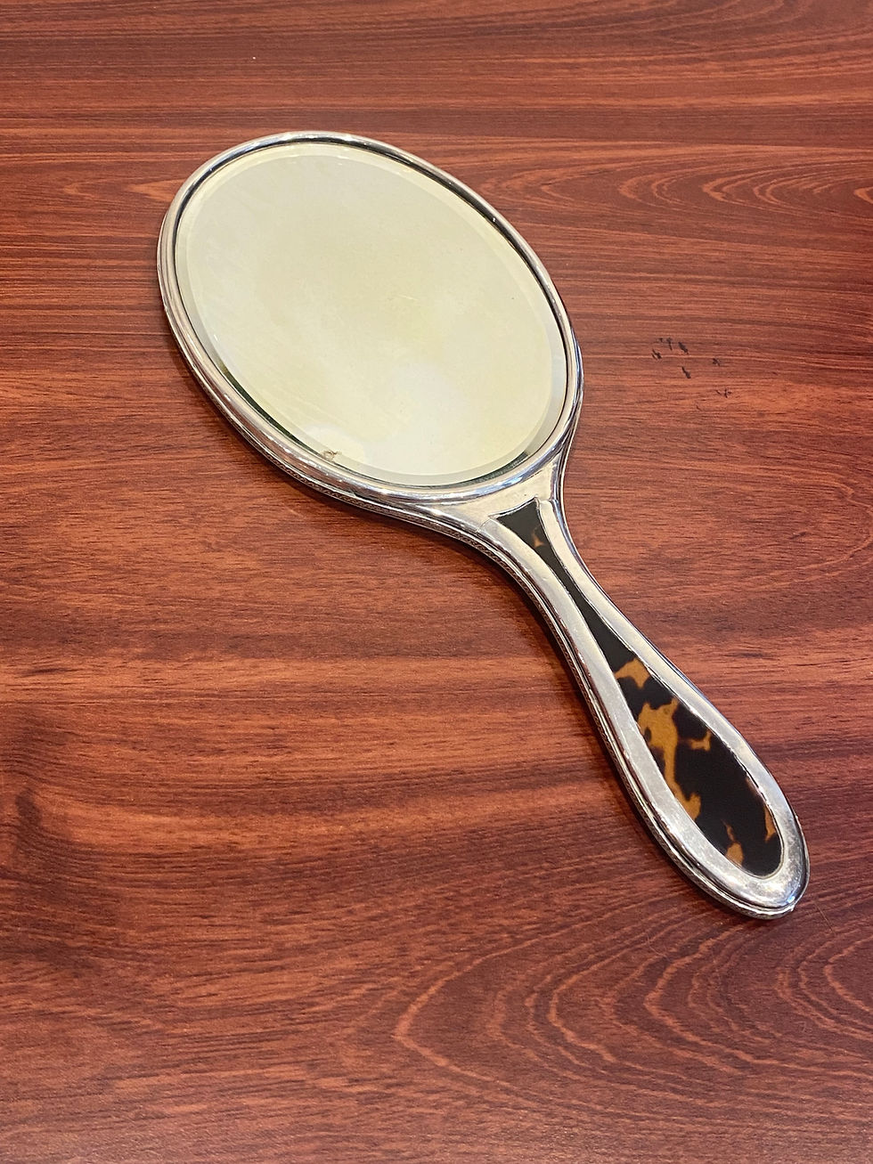 Thumbnail: Edwardian English Silver Tortoiseshell Hand Mirror by William Comyns (W.C) c1904