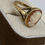Thumbnail: Vintage Shell Cameo Ring in 9K Gold. Split Shoulders. Maker's Mark.