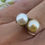 Thumbnail: 8.5mm Cultured Pearl (x 2) "Moi et Toi" Handmade Vintage Ring in 14K Yellow Gold