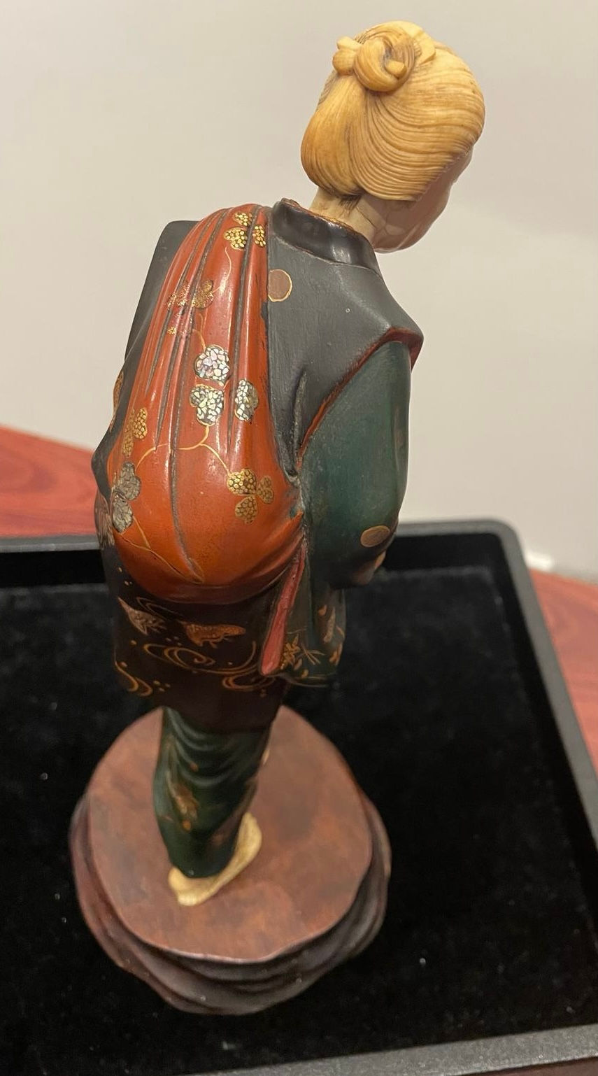 Thumbnail: Antique Japanese Lacquer Wood Okimono, signed Ryuichi, Meiji Era, c1890.