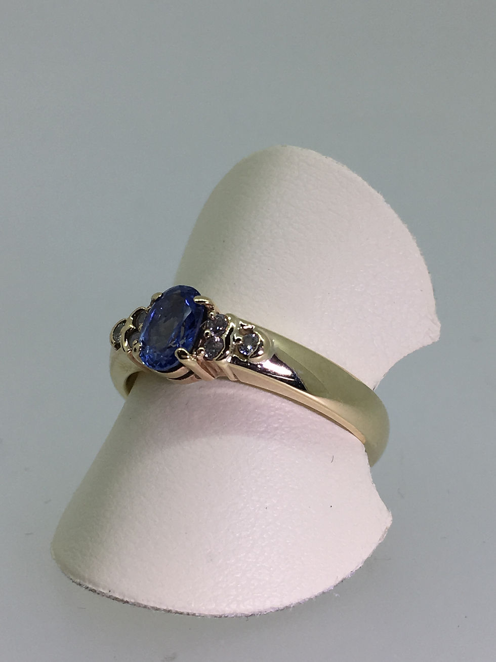 Thumbnail: RESERVED. 0.50ct Oval Sapphire & Diamond Ring in 9K Yellow Gold