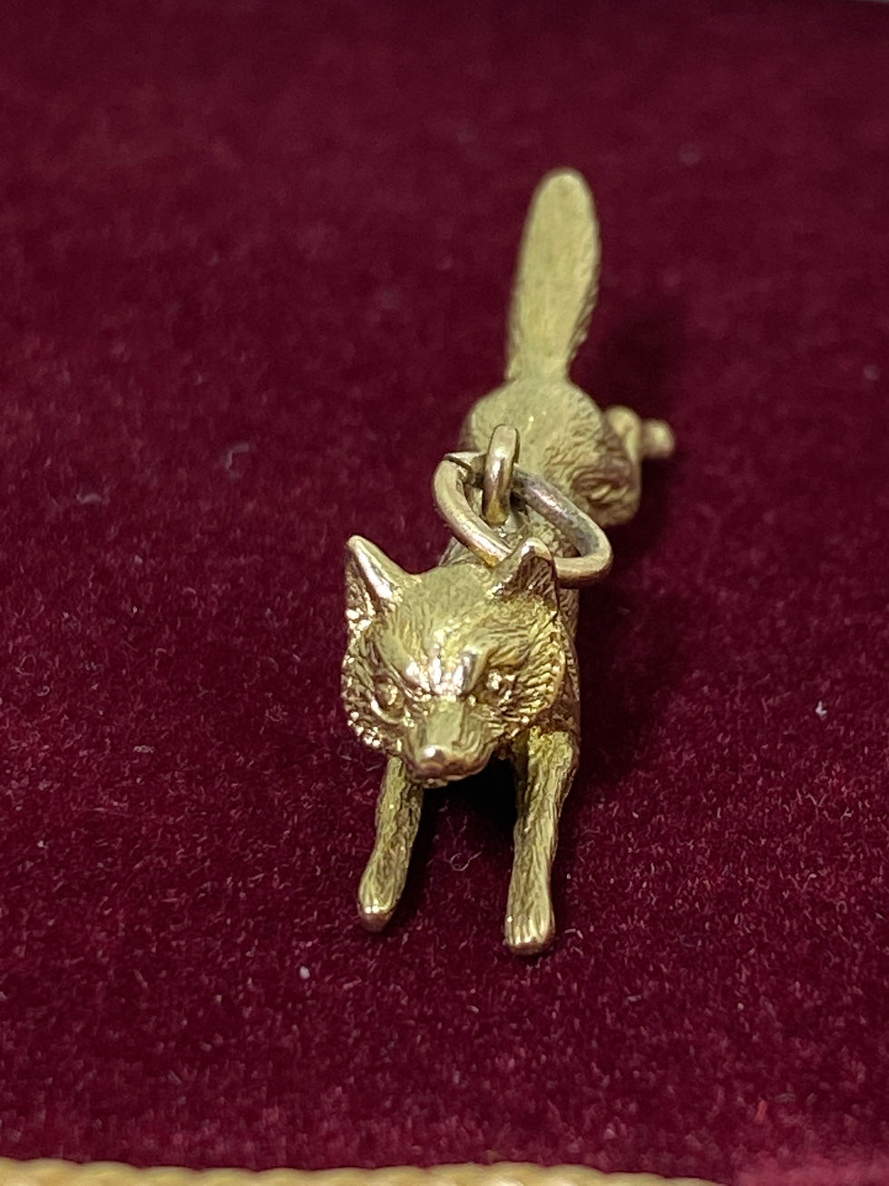 Thumbnail: 9K Yellow Gold Vintage 1960's English Heavy "Running Fox" Charm
