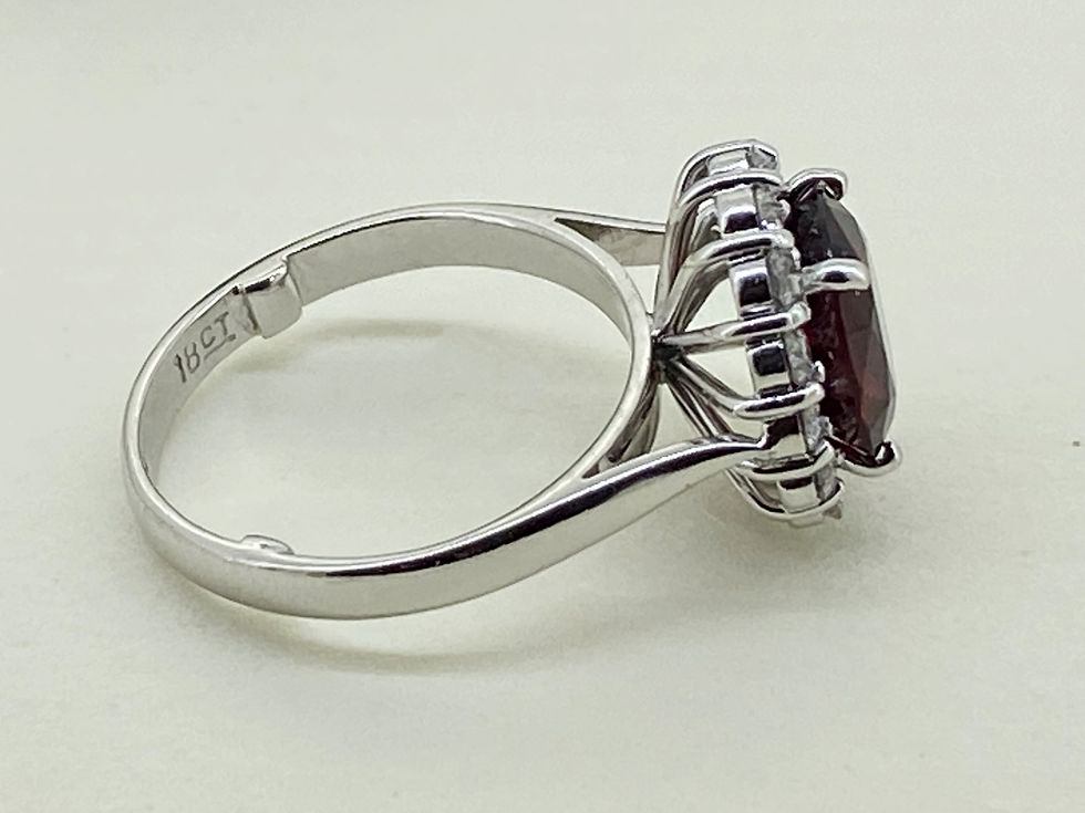 Thumbnail: 2.50ct Natural Untreated Red Spinel & Diamond Halo 18K White Gold Dress Ring