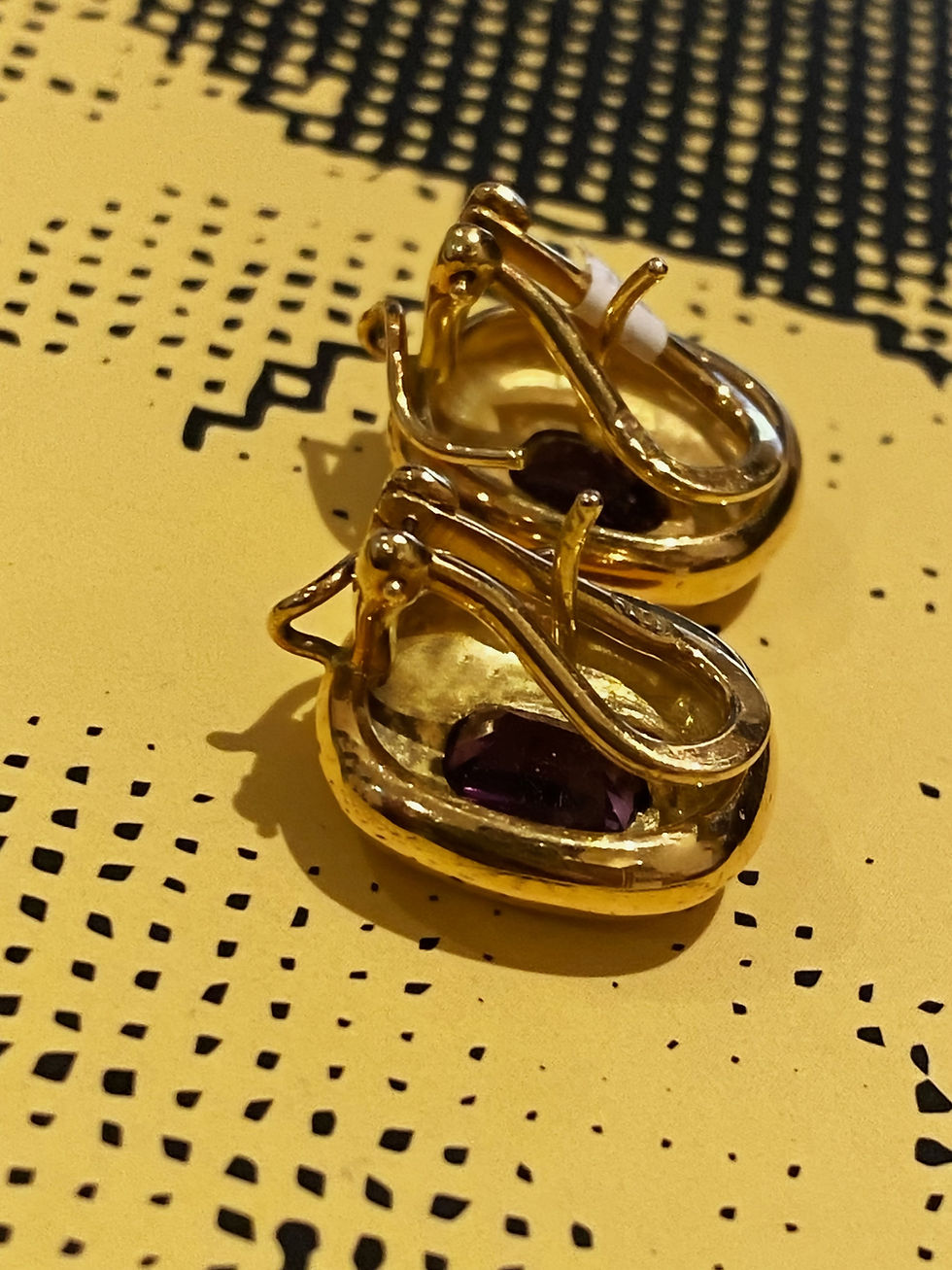 Thumbnail: Superb Natural Imperial Amethyst & 18K Yellow Gold Earrings, Posts & Omega Backs