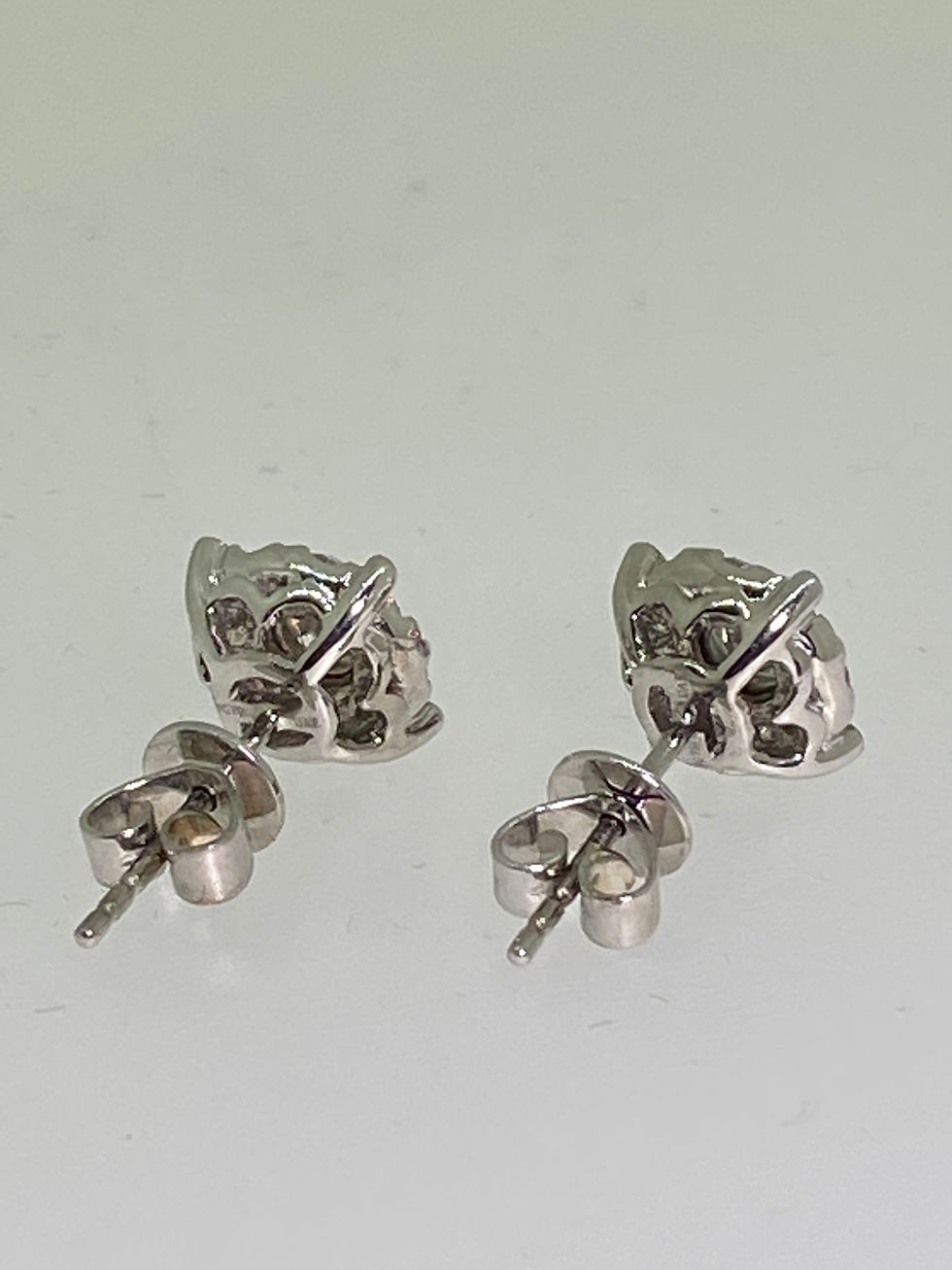 Thumbnail: 1.00ct (in total) Diamond Cluster 8mm Stud Earrings in 18K White Gold