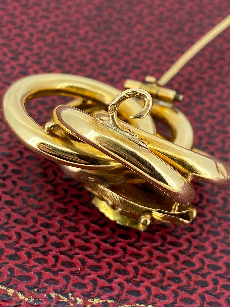 Thumbnail: Antique French 18K Yellow Gold & Pear Cut Garnet Serpent / Snake Brooch, c1850’s