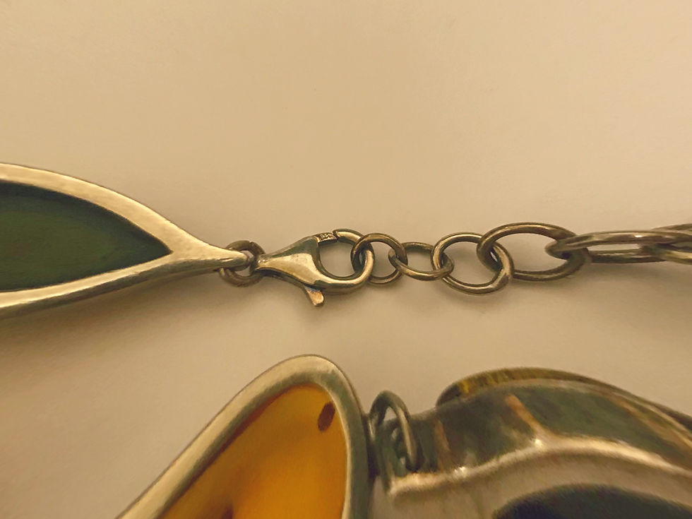 Thumbnail: 925 Sterling Silver & Amber Bracelet