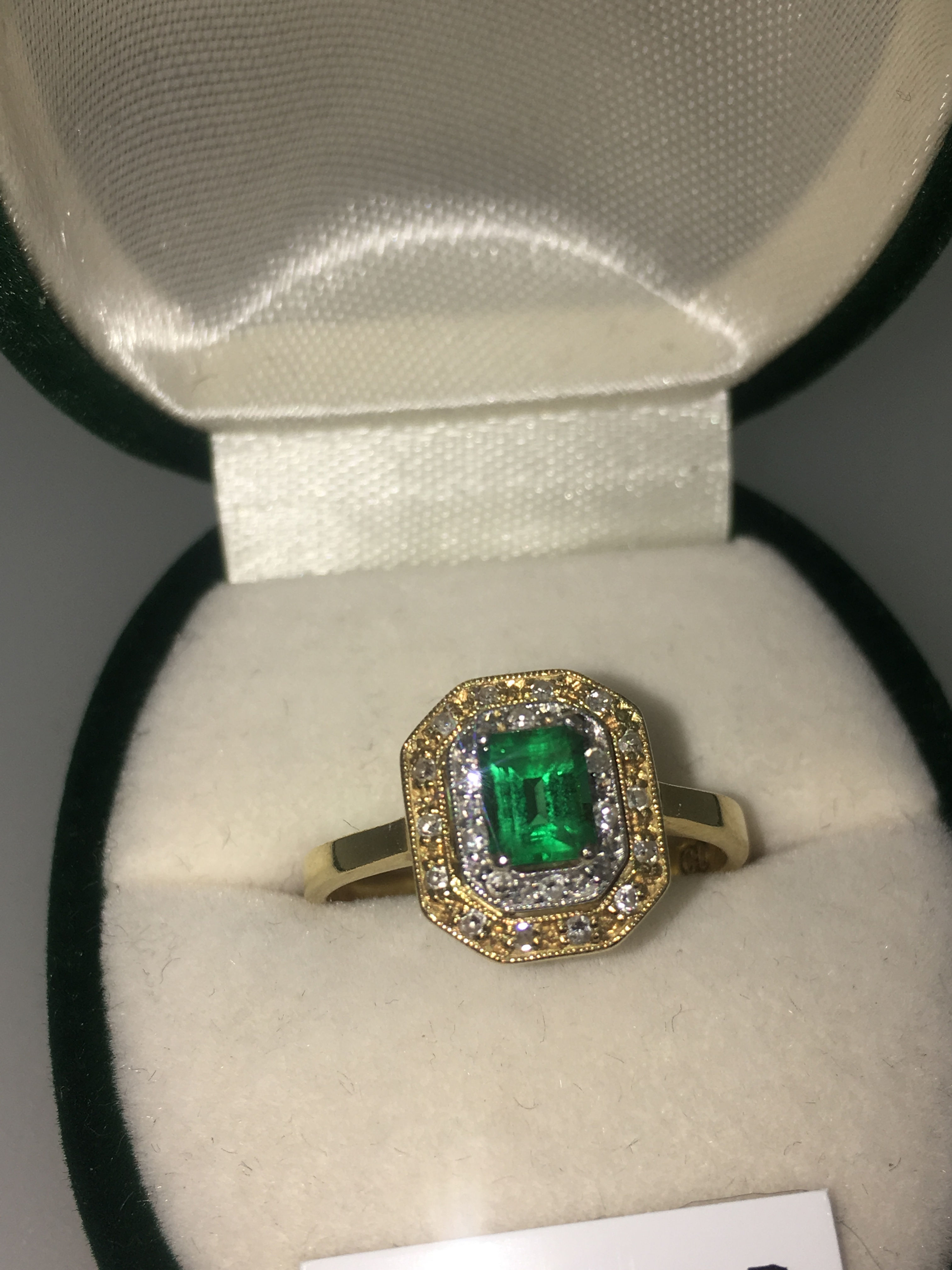 Colombian Emerald & Diamond Ring In 18K White & Yellow Gold