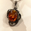 Thumbnail: Natural Baltic Amber & Silver Vintage Large Pendant. Latvia, circa 1970's.