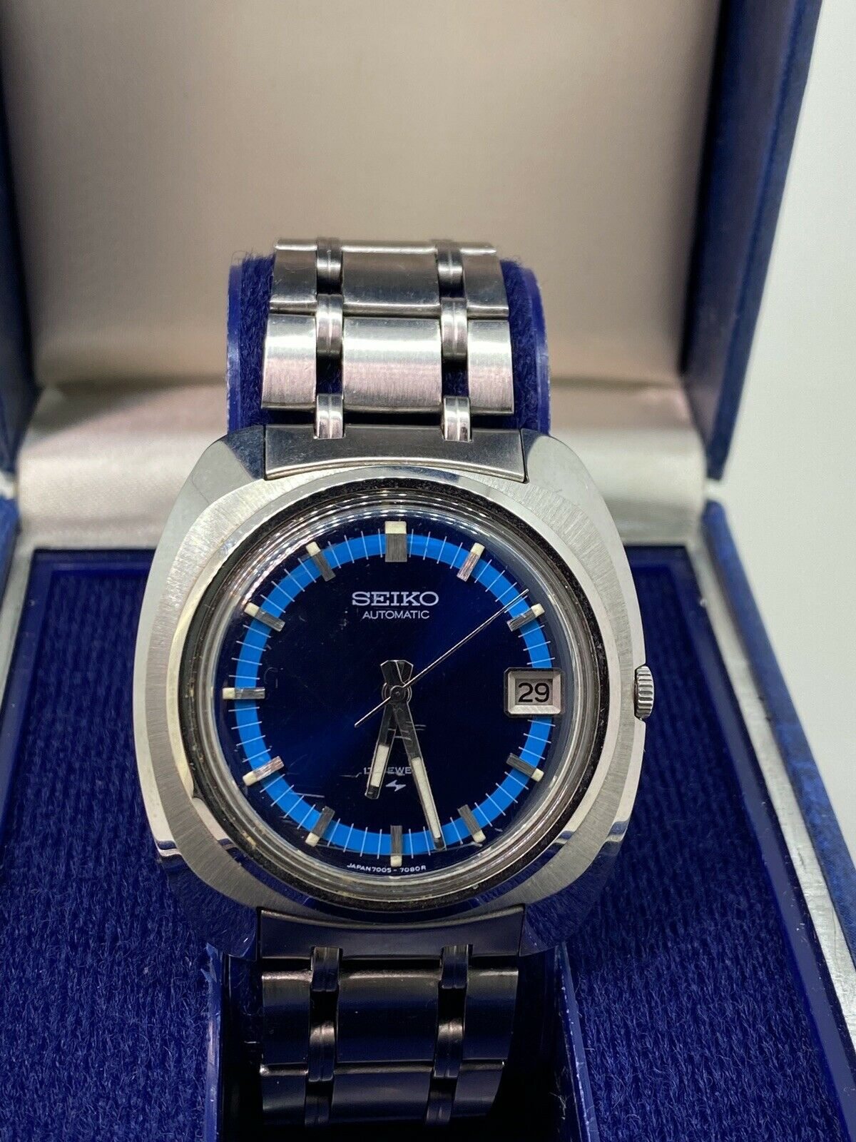 Seiko ref 7005-7080 Blue Dial Automatic Steel Mens’ Watch