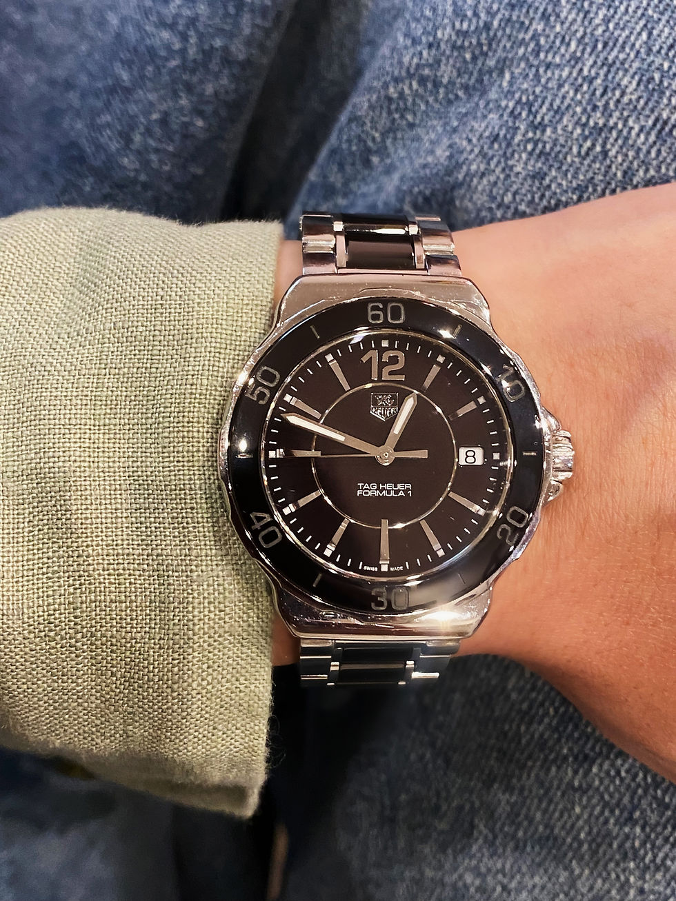 Thumbnail: Tag Heuer Formula 1 200m ref. WAH1210 BAO859 Black Ceramic S/Steel Watch.