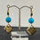 Thumbnail: Turquoise & 18K Yellow Gold Pendant / Drop / Dangle 50mm Long Vintage Earrings