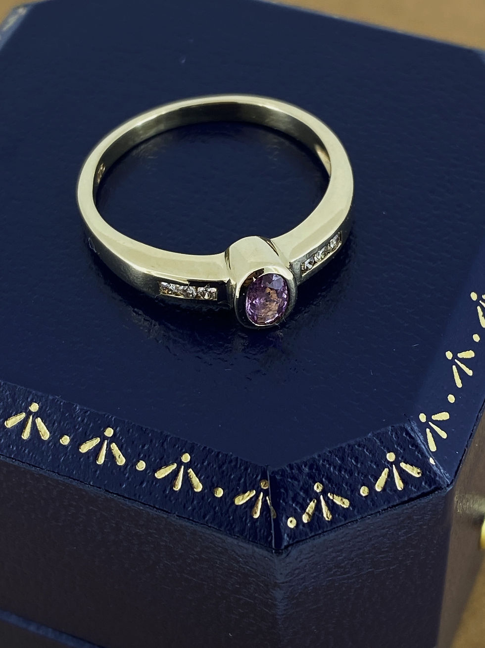 Thumbnail: Amethyst - February Birthstone - Bezel Set Diamond Dress Ring in 9K Yellow Gold