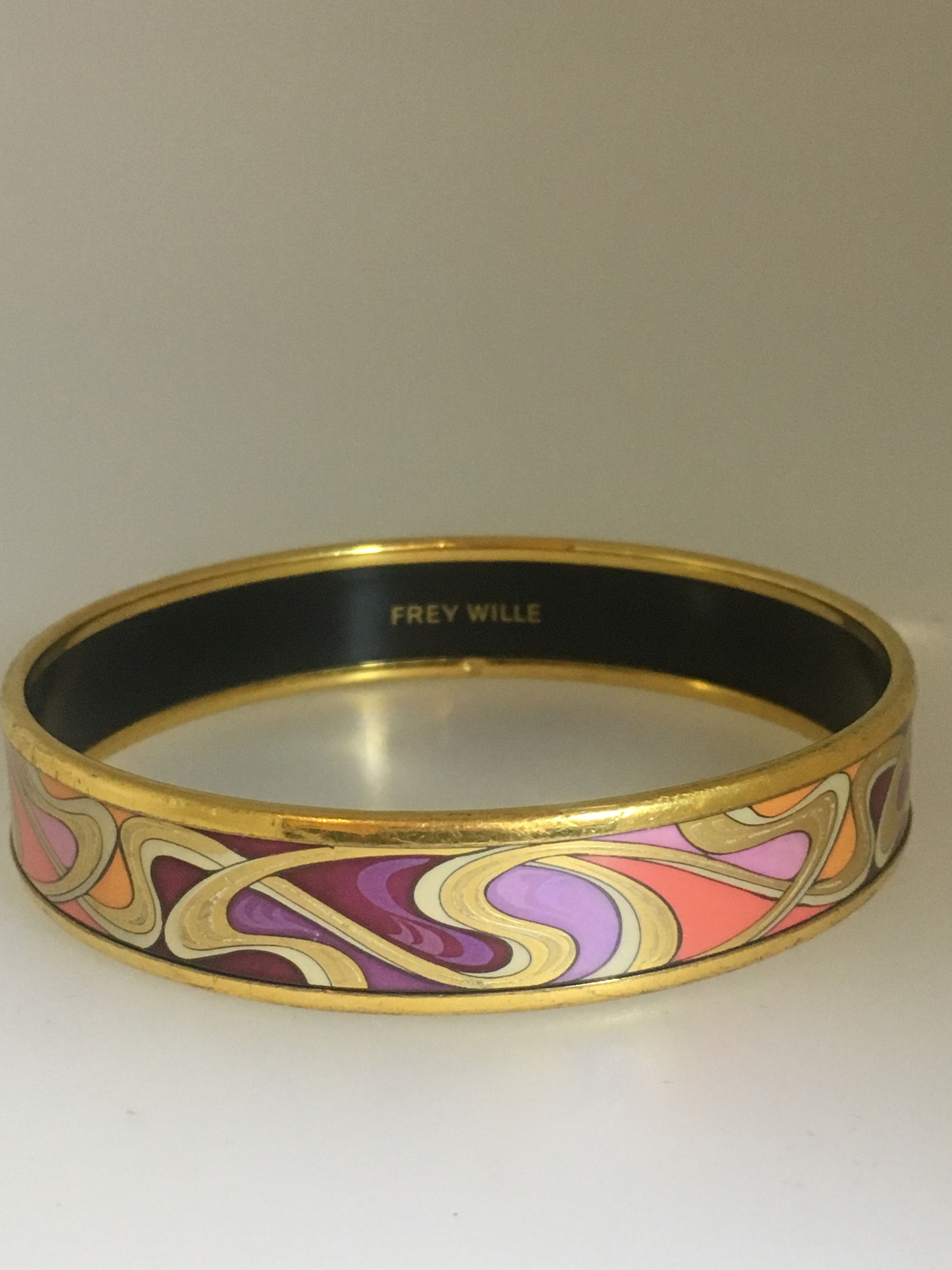 Enamel & 18K Gold-Plated 14mm Bangle by Frey Wille