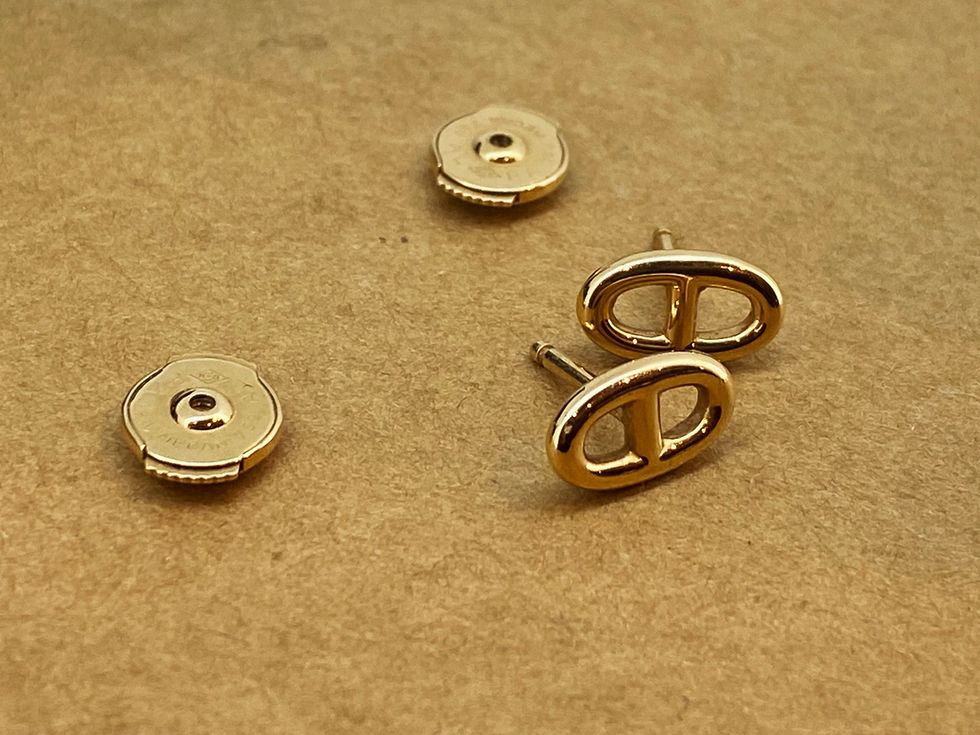 Thumbnail: Original Hermes Farandole 18K Rose Gold Chaine d'Ancre Motif Stud Earrings