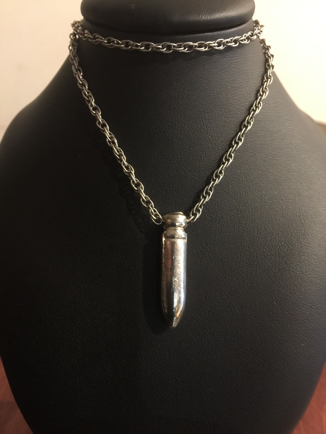 Bullet Shaped Sterling Silver Pendant
