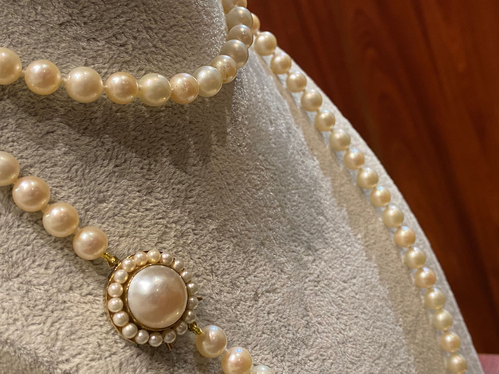 Thumbnail: 7.5mm South Sea Pearl Opera Length 91cm Necklace, 9K Gold Mabe Pearl Clasp