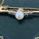 Thumbnail: 15K Gold Pearl, Diamond Retro Bar Brooch, with Security Chain.