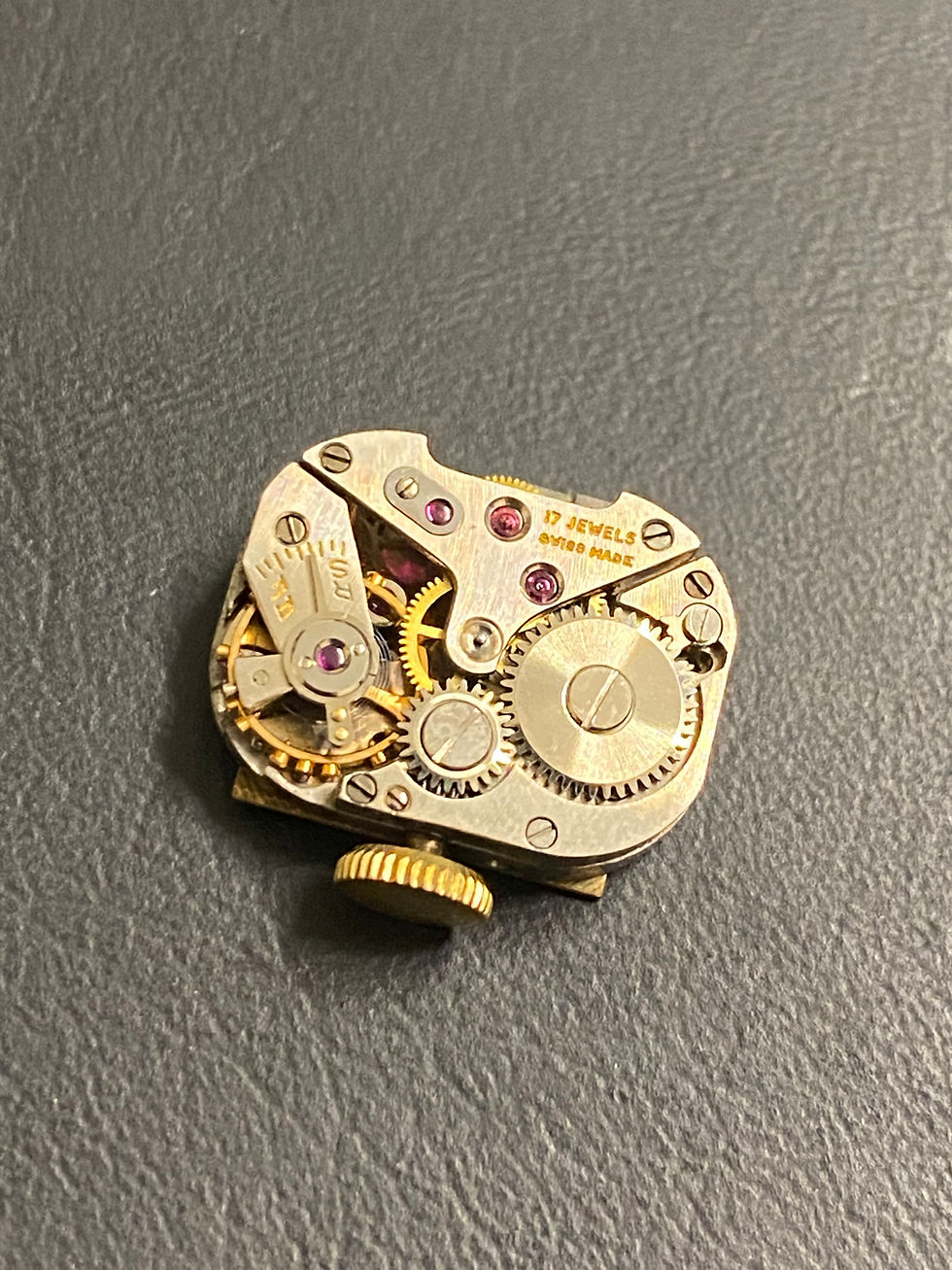 Thumbnail: Retro 18K Gold, Ruby, Diamond Swiss Snake Band Cocktail Ladies Bracelet Watch