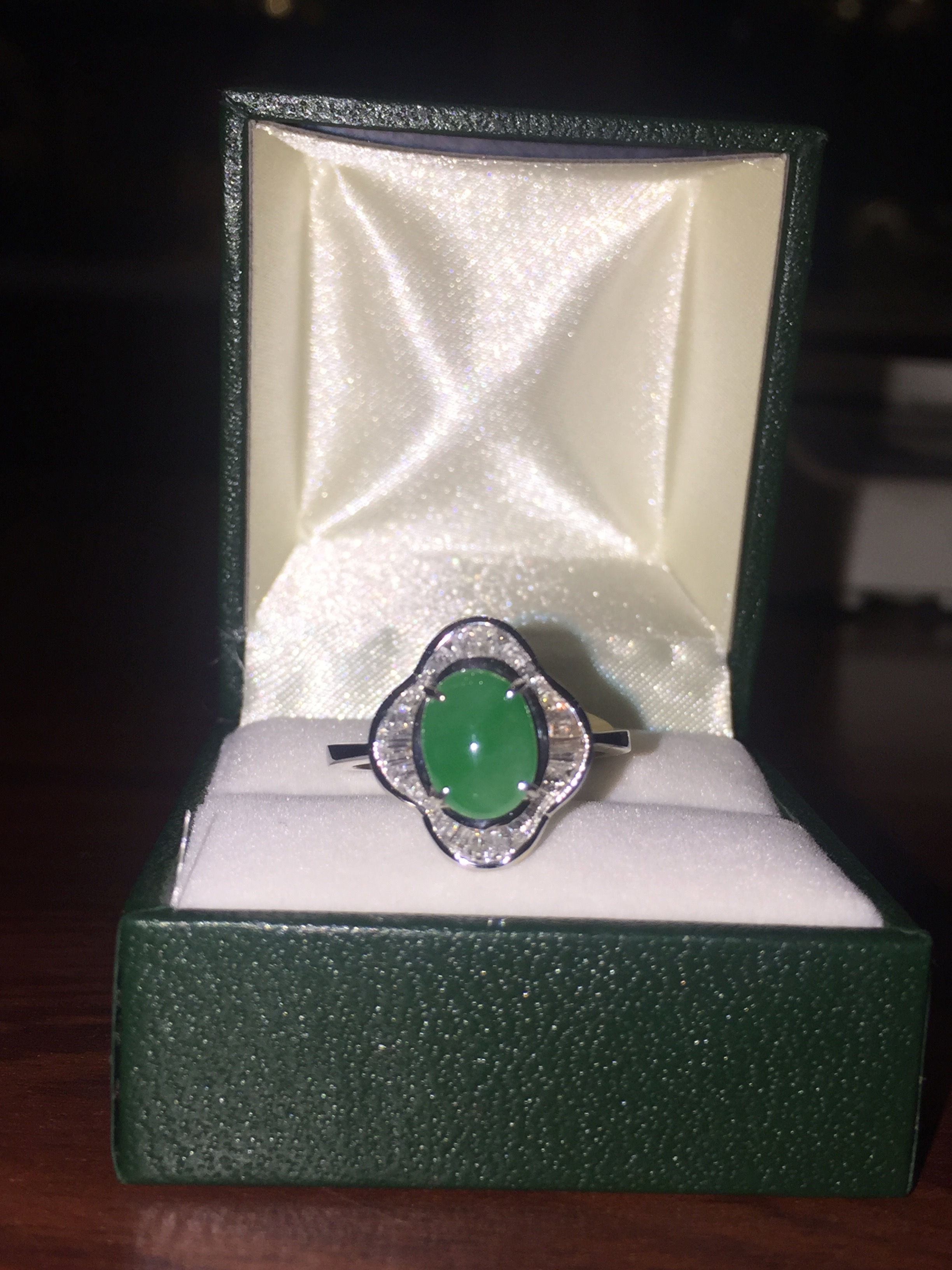 Jade & 0.45ct Diamond Ballerina Style Ring