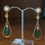 Thumbnail: 14K Yellow Gold, Jade & Pearl Vintage Drop (Dangle) Earrings