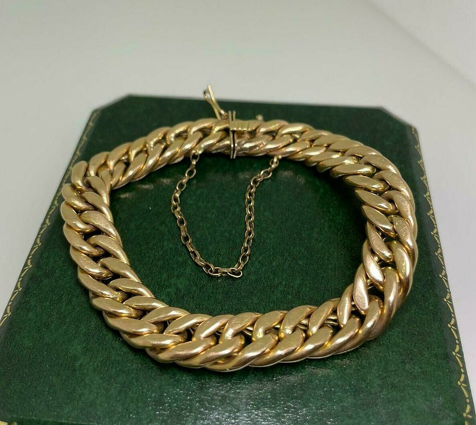 Thumbnail: 14K Rose Gold Curb Link Bracelet, c 1960's. Weight: 28.8gr.