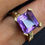 Thumbnail: 9.50ct Princess Cut Amethyst & Diamond Retro Cocktail Ring in 9K Yellow Gold