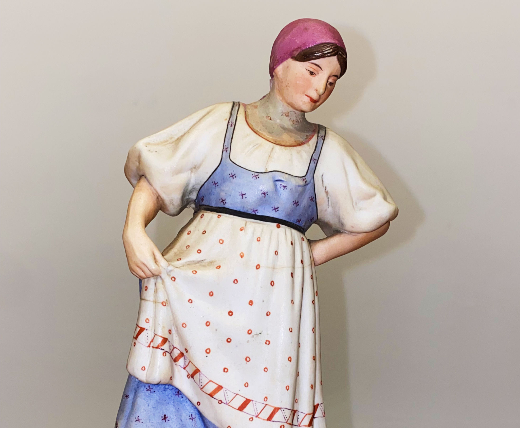 Gardner Porcelain Factory Figure of Dancing Peasant Woman, Imperial Russia.