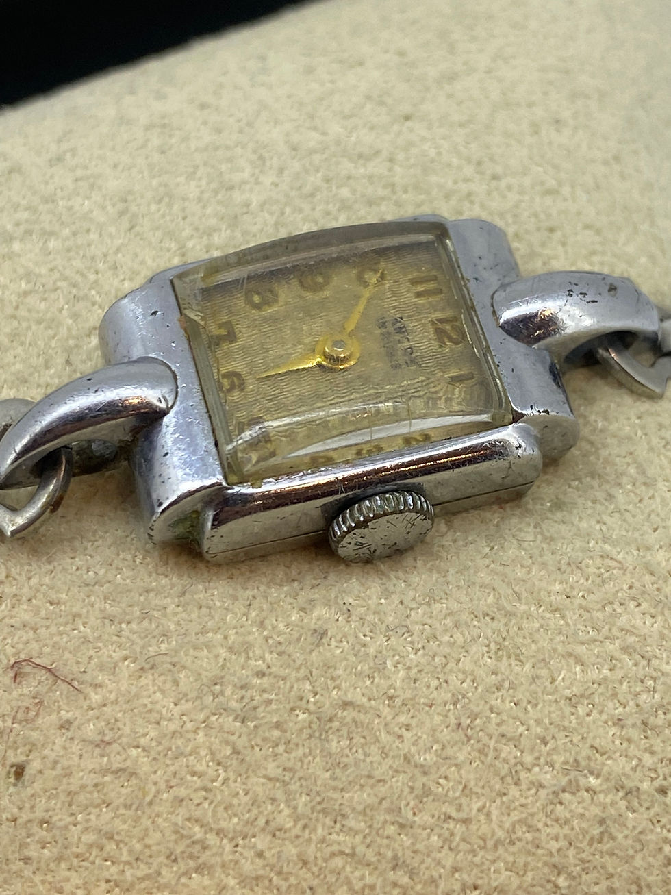 Thumbnail: Swiss Ancre 15 Rubis Manual Rectangle Retro c1950's Ladies' Cocktail Watch
