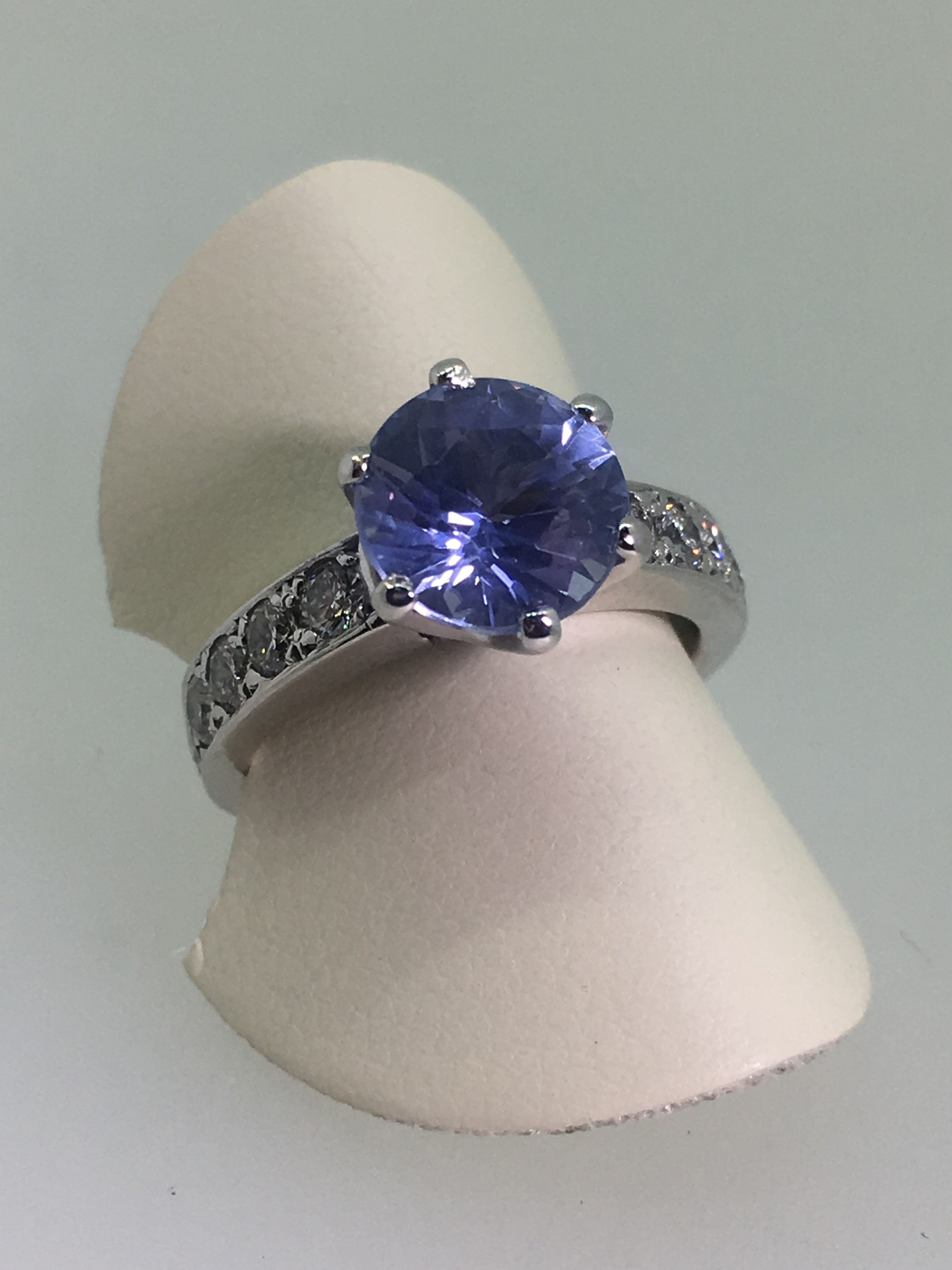 2.45ct Ceylon Sapphire & Diamond Ring in 18K White Gold